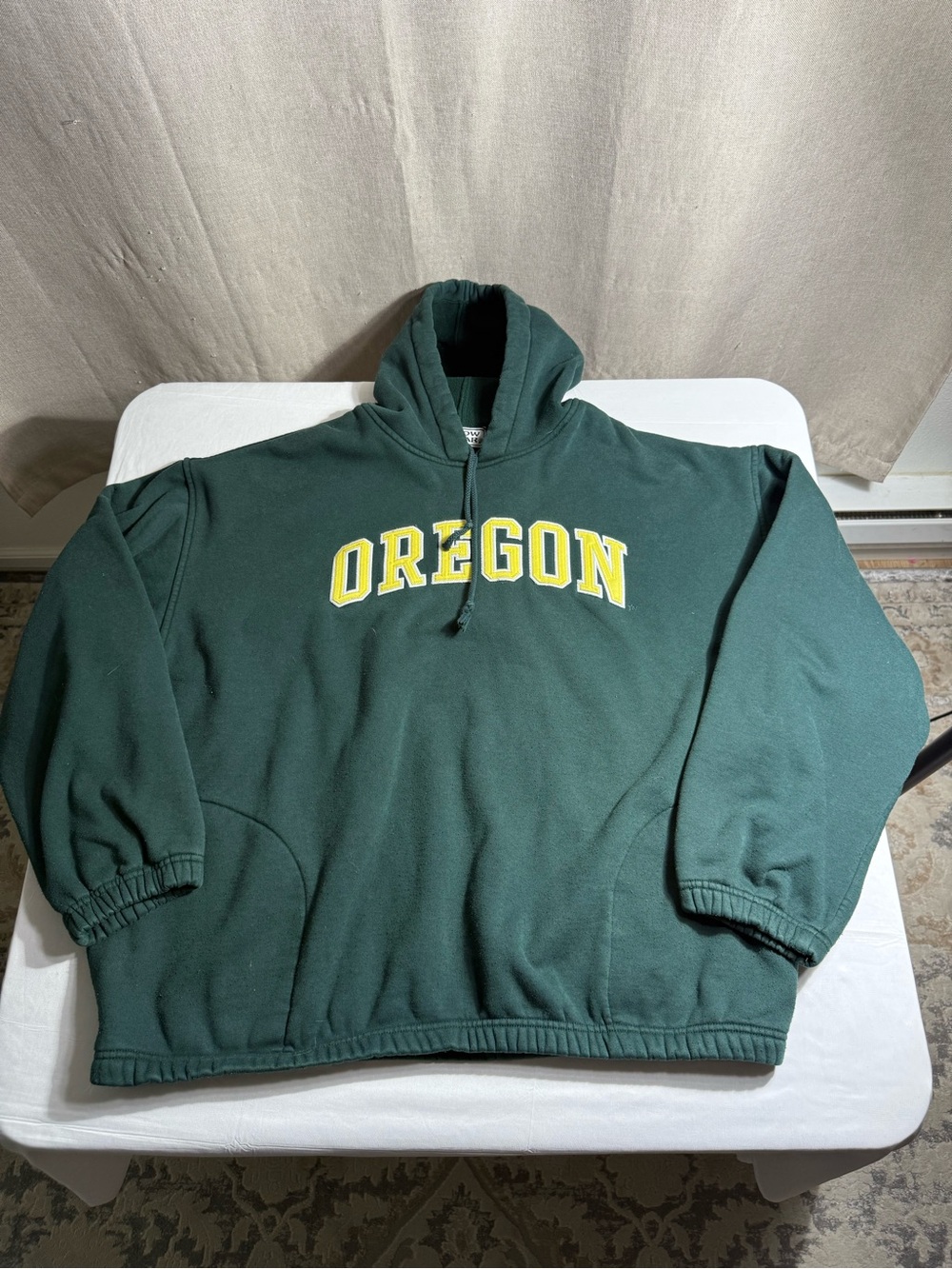 Vintage Oregon Hoodie XL Green Embroidered Spellout Pullover Niche Style